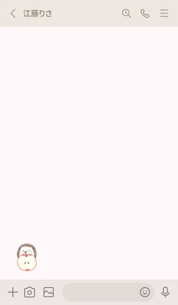 [LINE着せ替え] ハリネズミとりんご -ピンク-の画像2