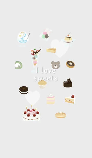 [LINE着せ替え] I love sweets♡グレー01_1の画像1