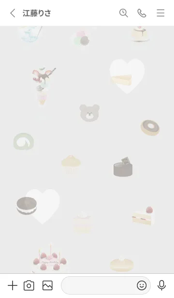 [LINE着せ替え] I love sweets♡グレー01_1の画像2