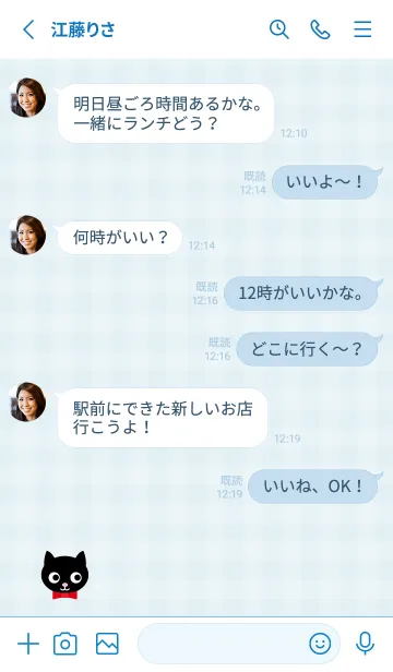 [LINE着せ替え] 黒猫 チェック柄16の画像3