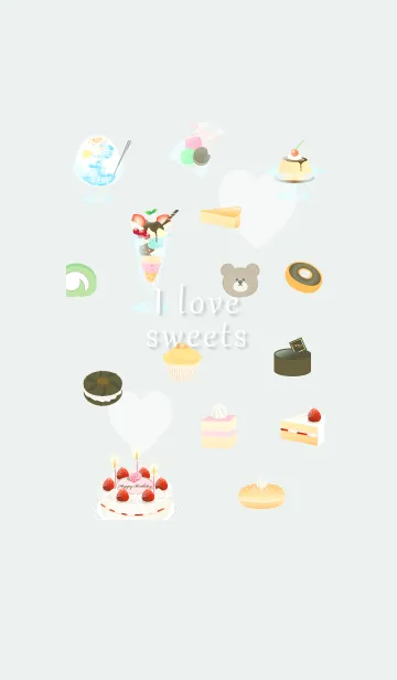 [LINE着せ替え] I love sweets♡bluegreen06_1の画像1