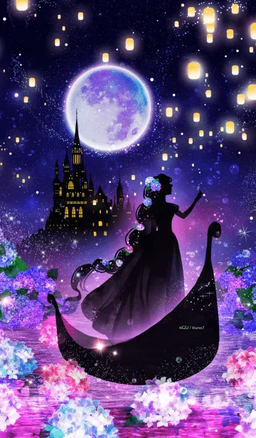 [LINE着せ替え] ラプンツェルと空飛ぶ灯り＊幻想紫陽花＊の画像1