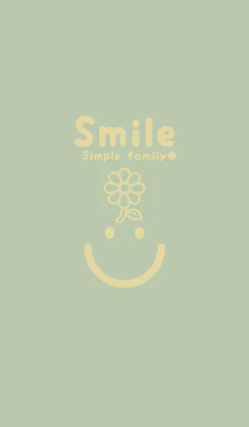 [LINE着せ替え] スマイル＆フラワー 抹茶色の画像1