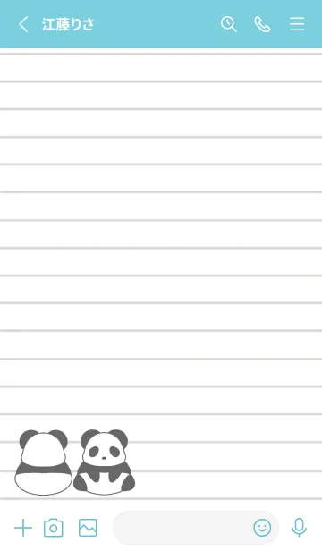 [LINE着せ替え] パンダのノート/ターコイズブルーの画像2