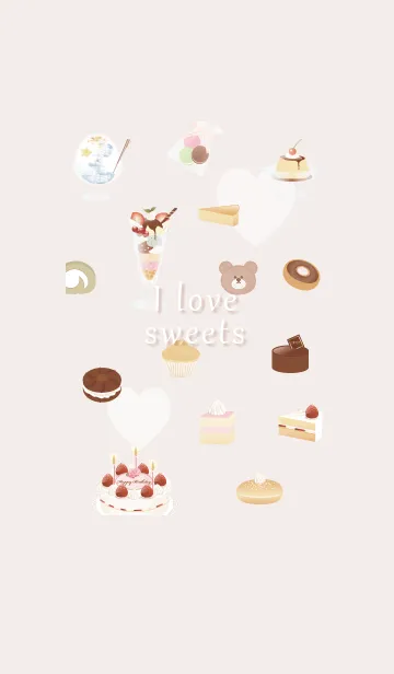 [LINE着せ替え] I love sweets♡pinkbrown08_1の画像1