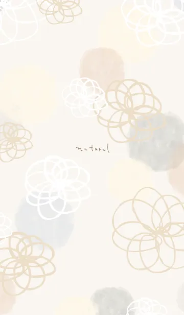 [LINE着せ替え] 花と水彩丸 グレー5の画像1