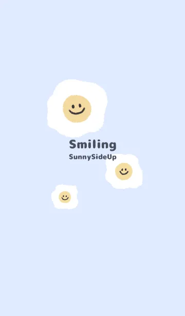 [LINE着せ替え] にこにこ 目玉焼き 英語 - くすみ ブルー 2の画像1