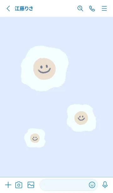 [LINE着せ替え] にこにこ 目玉焼き 英語 - くすみ ブルー 2の画像2