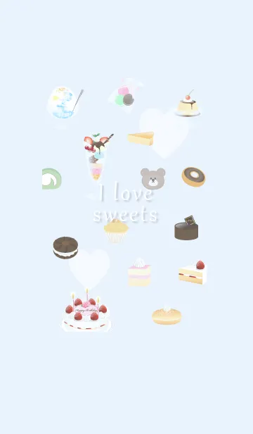 [LINE着せ替え] I love sweets♡blue16_1の画像1