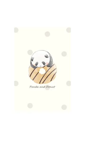 [LINE着せ替え] パンダとドーナツ -ベージュ- ドットの画像1