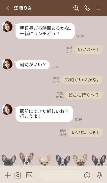 [LINE着せ替え] DOGS -フレンチブルドッグ- ブラウングレーの画像3