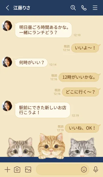 [LINE着せ替え] 猫 - マンチカン - 紺色の画像3