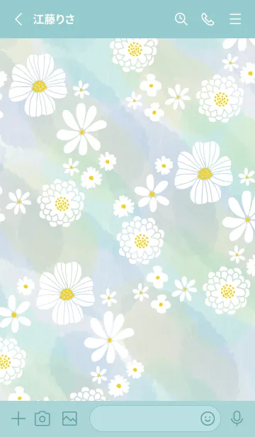 [LINE着せ替え] 白い花のリース 水彩の画像2