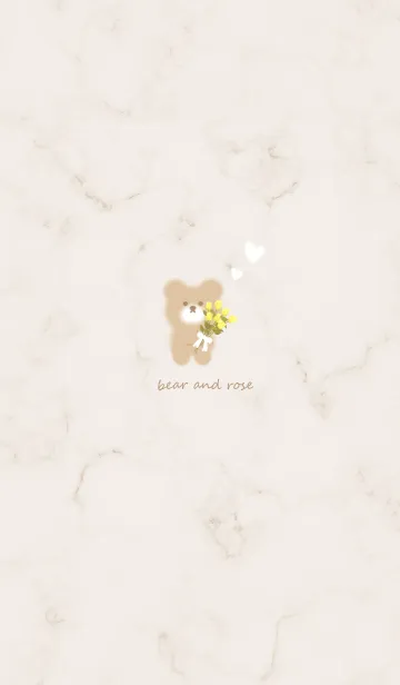 [LINE着せ替え] クマと黄色い薔薇♡brown03_1の画像1