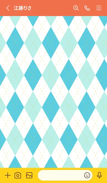 [LINE着せ替え] 青いアーガイル模様 赤と黄色の画像2