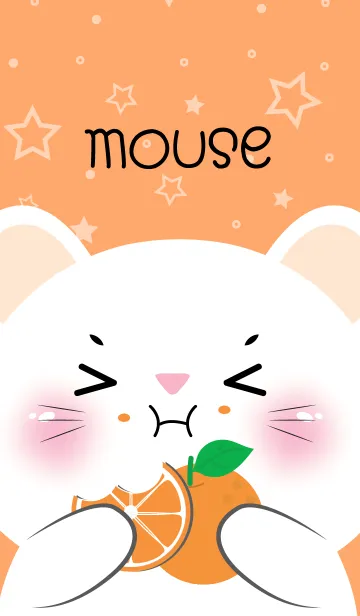 [LINE着せ替え] White Mouse Love Orange Theme (JP)の画像1