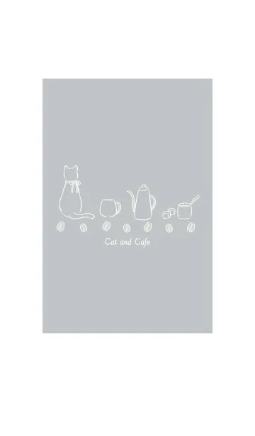 [LINE着せ替え] 猫とカフェ -ライトグレー-の画像1