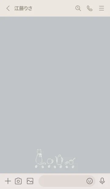 [LINE着せ替え] 猫とカフェ -ライトグレー-の画像2