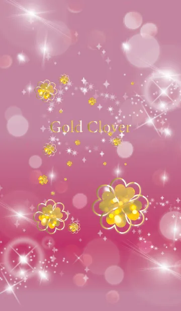 [LINE着せ替え] ピンク : 黄金の光クローバーの画像1