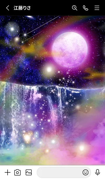 [LINE着せ替え] 願いが叶う✨月と虹色に光る滝の画像2