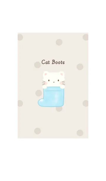 [LINE着せ替え] ねこと長靴 -ブルー- ドットの画像1