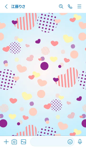 [LINE着せ替え] いろいろな紫のハート 白と青の画像2