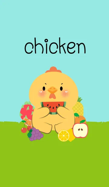 [LINE着せ替え] Cute  Chicken Love Fruit Theme (JP)の画像1