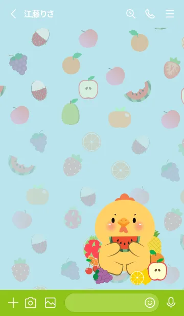 [LINE着せ替え] Cute  Chicken Love Fruit Theme (JP)の画像2