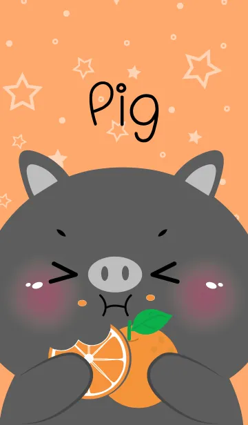 [LINE着せ替え] Black Pig Love Orange Theme (JP)の画像1