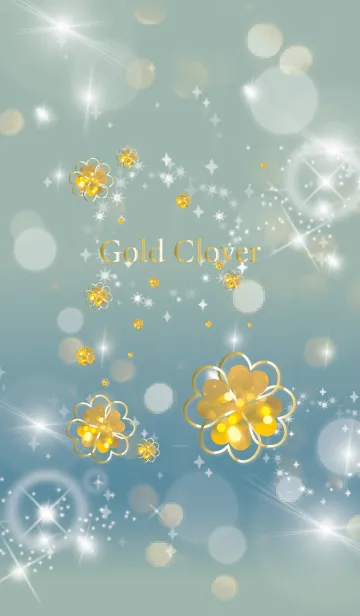 [LINE着せ替え] ベージュと青 : 黄金の光クローバーの画像1