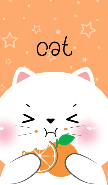 [LINE着せ替え] white Cat Love Orange Theme (JP)の画像1