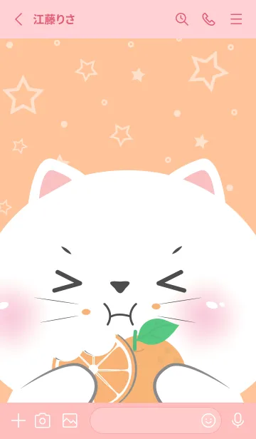 [LINE着せ替え] white Cat Love Orange Theme (JP)の画像2