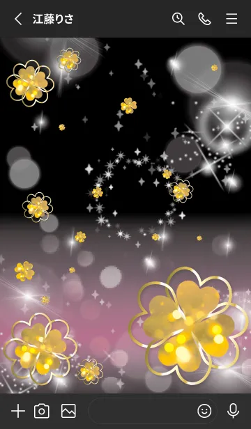 [LINE着せ替え] 黒とピンク : 黄金の光クローバーの画像2