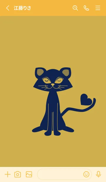 [LINE着せ替え] 猫のオッドとハート 芥子色の画像2