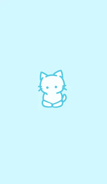 [LINE着せ替え] かしこいねこ 水色 【シンプル】の画像1