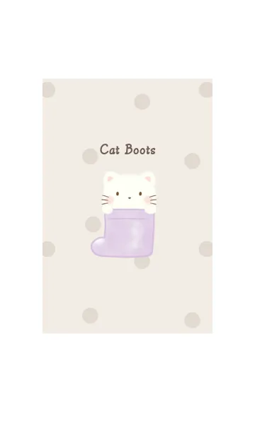 [LINE着せ替え] ねこと長靴 -パープル- ドットの画像1