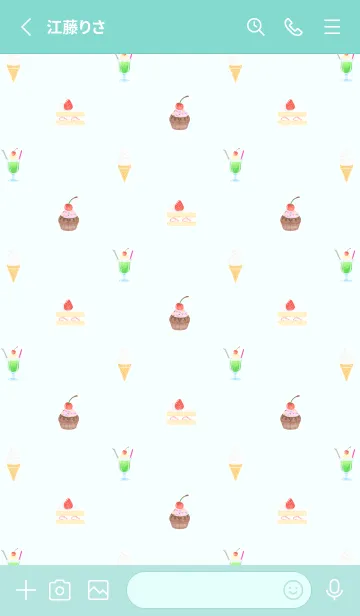 [LINE着せ替え] かわいいお菓子 -light green-の画像2