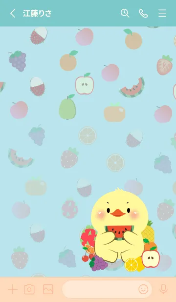 [LINE着せ替え] Cute Duck Love Fruit Theme (JP)の画像2