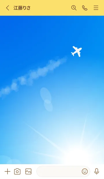 [LINE着せ替え] 飛行機雲 黄色の画像2