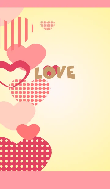 [LINE着せ替え] 赤とピンクのハート 薄いピンクの画像1