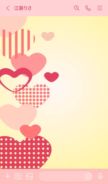 [LINE着せ替え] 赤とピンクのハート 薄いピンクの画像2