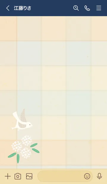 [LINE着せ替え] チェック柄 鳥と花12の画像2