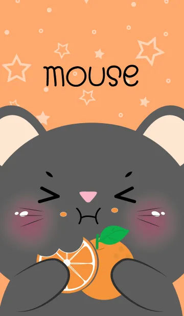 [LINE着せ替え] Black Mouse Love Orange Theme (JP)の画像1