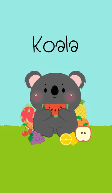 [LINE着せ替え] Cute Black Koala Love Fruit Theme (JP)の画像1