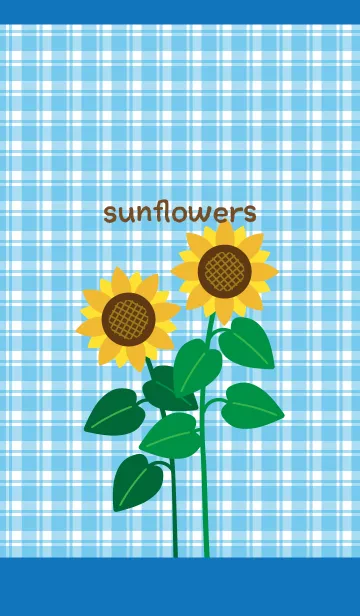 [LINE着せ替え] cute sunflowers on white & blue JPの画像1