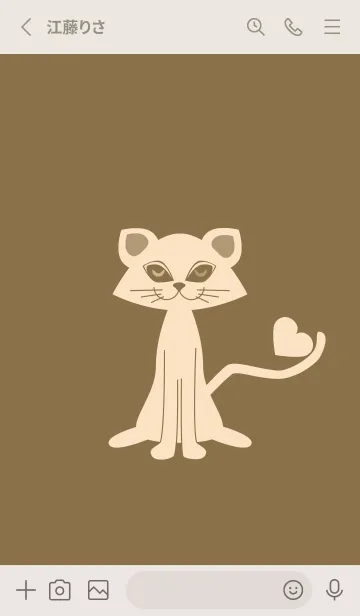 [LINE着せ替え] 猫のオッドとハート 小鹿色の画像2