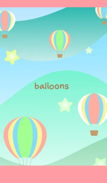 [LINE着せ替え] 空と気球と星 薄いピンクの画像1