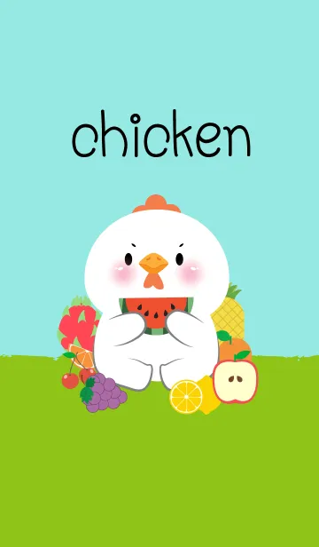 [LINE着せ替え] Cute White Chicken Love Fruit Theme (JP)の画像1