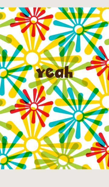 [LINE着せ替え] ポップ花 ベージュと灰色の画像1