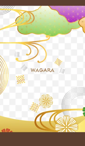 [LINE着せ替え] 花と雲の和柄 茶色の画像1